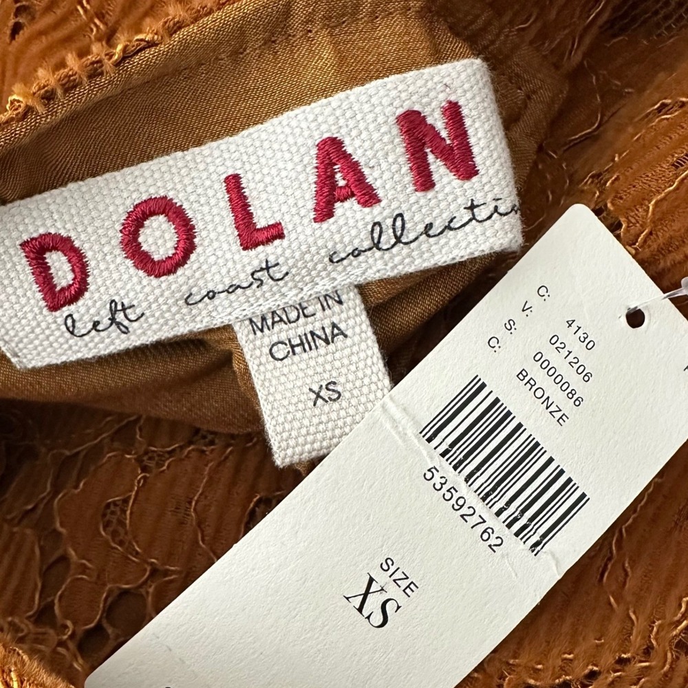 Anthropologie Dolan Hattie Corduroy Overall Dress Bronze Floral Lace Mini XS NEW - Picture 10 of 12